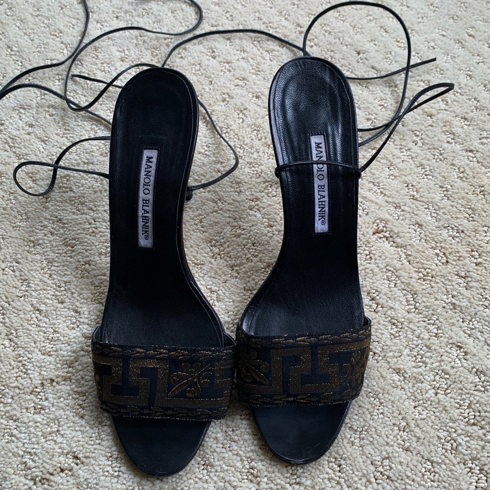 Manolo Blahnik Lace Up Sandals